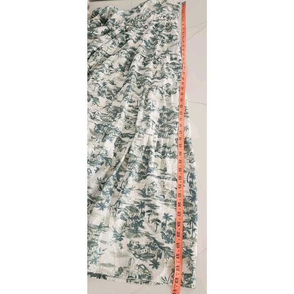 Abercrombie & Fitch Maxi Dress Tiered Tropical Palm Toile Print Size Large - Picture 6 of 7